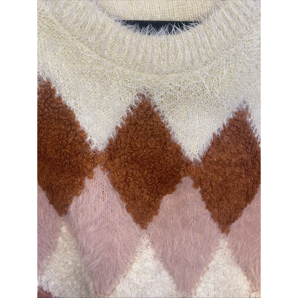 Anthropologie FRNCH Paris Textured Argyle Pattern Sweater Size S/M‎ - Picture 2 of 7